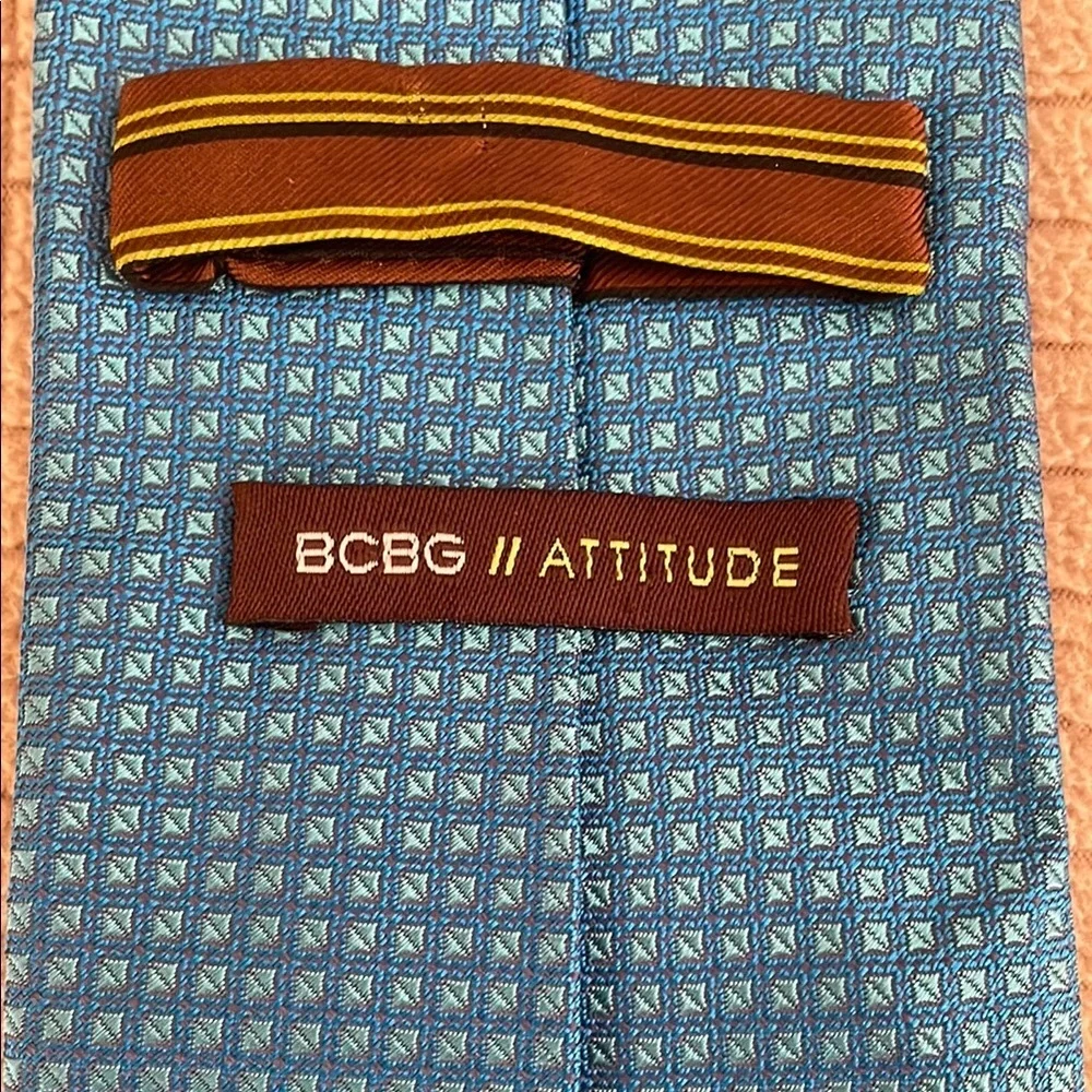 BCBG Teal Geometric Men's Silk Tie